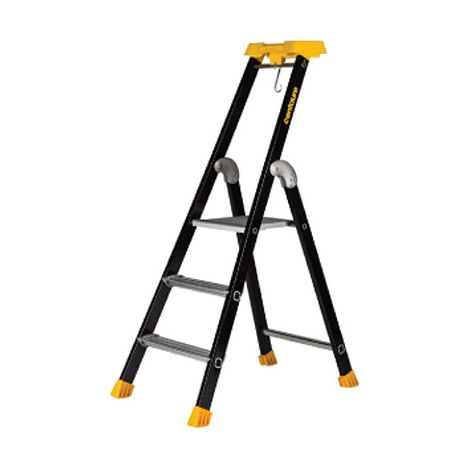 Centaure – Escabeau aluminium laqué 3 marches – Tablette double position rotative – Articulations renforcées – Garde-corps sécurisé 650mm (1/10)