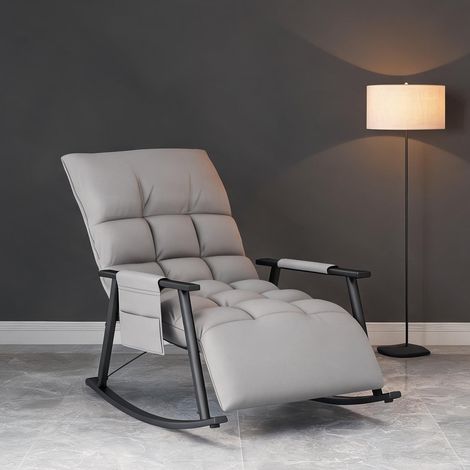 Fauteuil coloris gris en polyester acier 60 x 134 x 70 cm (1/5)