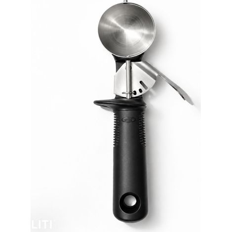 FLITI-Cuillère à Glace Acier Inoxydable avec Gâchette - Poignée Ergonomique Antidérapante Sans BPA pour Sorbets et Crèmes Glacées (1/5)