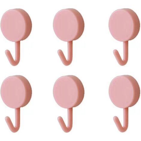 Adhesive Hooks, Cute Decorative Wall Hooks for Hanging Suspenders, Hats, Towels and Keys, 6 Pcs, Pink (1/5)
