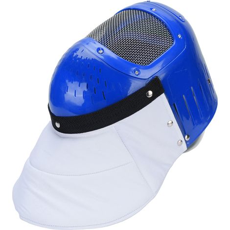 Casque de protection respiratoire en maille métallique pour enfants, idéal pour l'escrime au fleuret, au sabre et à l'épée (bleu). (1/5)