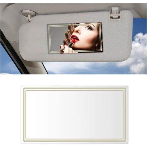 Miroir Décoratif Pare Soleil En Acier Inoxydable pour Pare Soleil Chambre Salle de Bain, Miroir de Courtoisie de Pare Soleil, Miroir Maquillage Voiture Cosmétique Décoratif(Rectangulaire) (1/4)