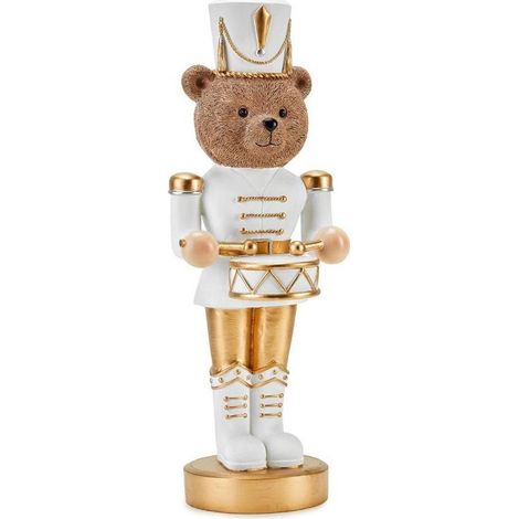 Fade Xmas Carousel Natale Teddy bianco con tamburo 32 cm
