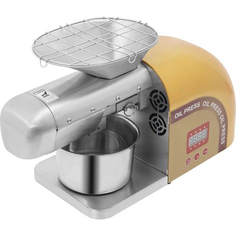 1800W Presse Huile Electrique Presse à Huile 0-300℃ Machine de Presse Huile acier inoxydable pour arachides, noix, graines de tournesol, pignons, graines de citrouille, amandes, 5-8kg/heure (or)