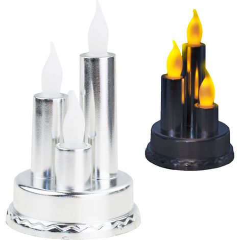 TG79042-1 Inserts triples à LED pour bougies funéraires à piles - Lumière puissante - Bougies de 14 cm (1/5)