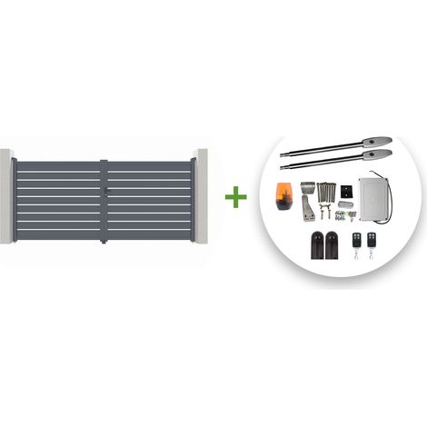 Portail battant électrique VOGEL 400x180cm gris + Motorisation TANKER B250 (1/4)