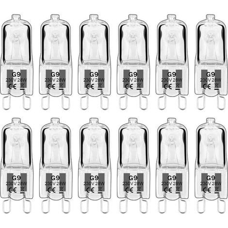 12 Stück G9-Halogenlampen, G9-Leuchtmittel 230 V 28 W 480 lm, 2800 K Warmweiß, dimmbare Kapsellampen, flimmerfrei [Energieklasse G] (1/5)
