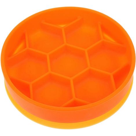 Gamelle anti-glouton en silicone pour animaux de compagnie, 16 x 3,5 cm, orange, 1 pièce (1/5)