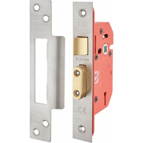 Union StrongBOLT 2203S 3-Lever Mortice Sashlock in Stainless Steel – 81mm (3-inch) with Visible Keyhole, Model UNNY2203SS30