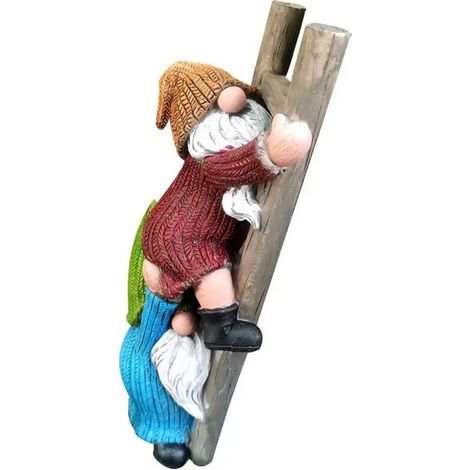 Estatua decorativa de enano, decoración de exterior, estatua de interior de madera y piedra para el hogar. (1/4)