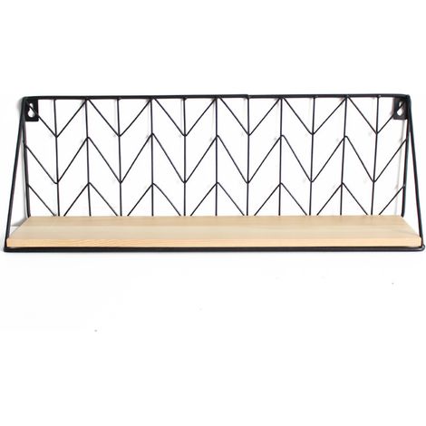 Support d'étagère - Étagère murale décorative en fer forgé noir - Support de rangement - 45 x 11 x 14 cm (1/4)