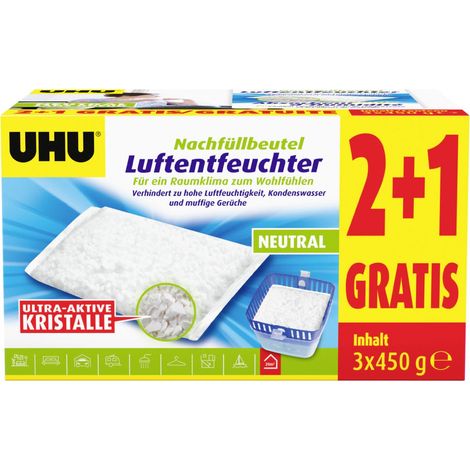 UHU Luftentfeuchter Nachfüllbeutel 450g 2+1 gratis Luftentfeuchter