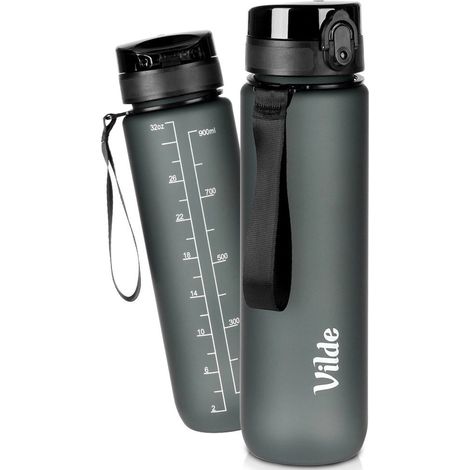 Black 1L Water Bottle with Spout and Handle (1/5)