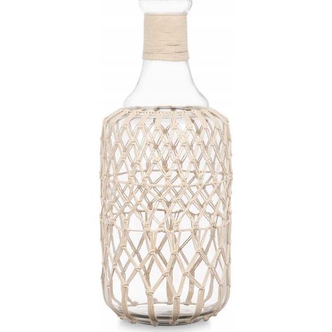 Gift-decor Bottiglia decorativa in corda beige 48 cm