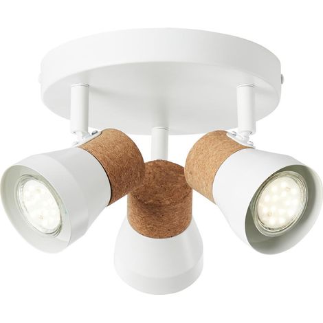 BRILLIANT Lampe Moka Spotrondell 3flg weiß matt/braun 3x PAR51, GU10, 10W, geeignet für Reflektorlampen (nicht enthalten) Köpfe schwenkbar (1/5)