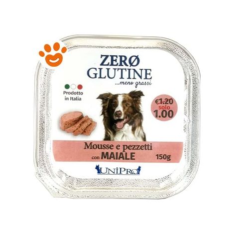 Unipro Dog Adult Zero Glutine Maiale - Vaschetta 150 Gr -