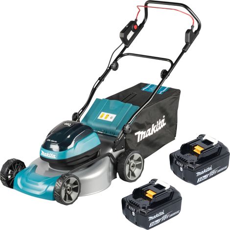 Tondeuse à gazon sans fil Makita DLM 466 F2 36 V (2x 18 V) 46 cm sans balais + 2 batteries 3,0 Ah - sans chargeur