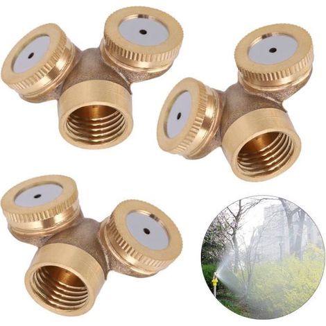 Lot de 3 arroseurs d'irrigation en cuivre, atomisation fine, raccord fileté universel, économie d'eau pour jardin et serre (1/4)