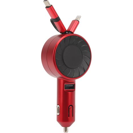3-in-1-Autoladegerät DC12 bis 24 V, ausziehbarer Zigarettenanzünder, universelles Schnellladen für Fahrzeuge, Rot (1/5)