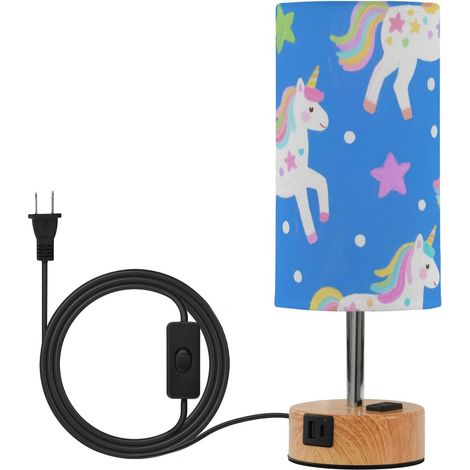 Lampes de table mignonnes avec abat-jour en tissu, motif licornes (1/5)