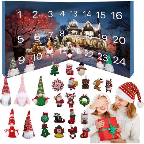 Calendrier de l'Avent 2025 gnome de Noël avec poupée naine et compte à rebours de 24 jours pour enfants décoration de Noël (1/5)