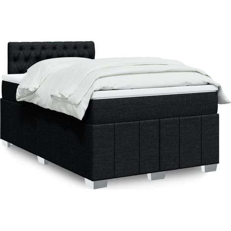 vidaXL Sommier à lattes de lit avec matelas noir 120x190 cm tissu (1/5)
