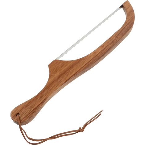 Coupe-pain en forme d'arc, en acier inoxydable et en bois, résistant à la déchirure, outil de coupe polyvalent.-AquaForge (1/5)