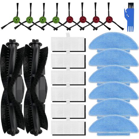 Ersatzteile Kompatibel für Lubluelu SL60D, für Tikom L9000, für HONITURE Q6 SE, für Laresar L6 Nex, für Medion X20 SW+ Zubehör, 2 Hauptbürsten, 8 Seitenbürsten, 6 HEPA-Filter, 6 Mopptücher (1/5)