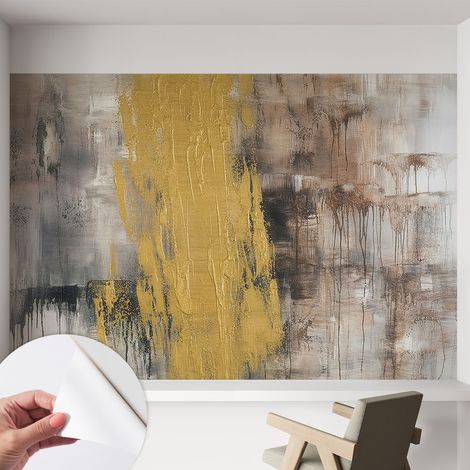 Papier peint adhésif avec colle pour décoration moderne de salon chambre à coucher cuisine et bureau Facile Vision abstraite 152x104 cm (1/5)