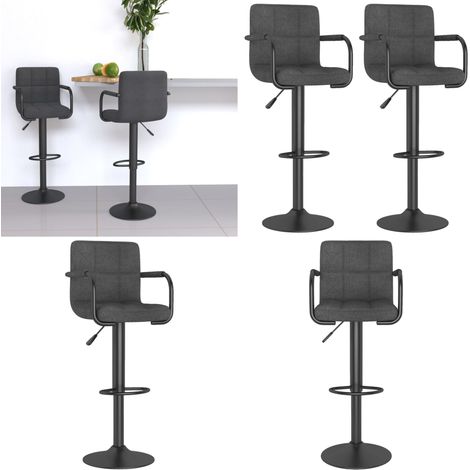 vidaXL Tabourets de bar lot de 2 gris foncé tissu (1/5)