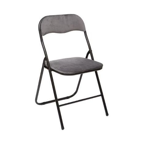 Silla plegable de terciopelo, 39x39x43 cm - Gris (1/6)