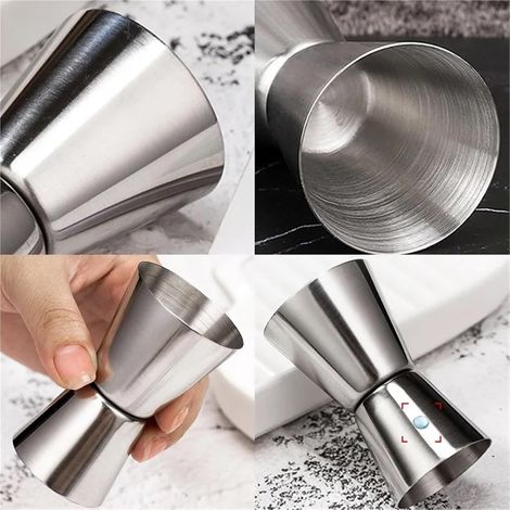 Verre doseur double - Doseur à cocktail 30/60 ml argent (1/4)