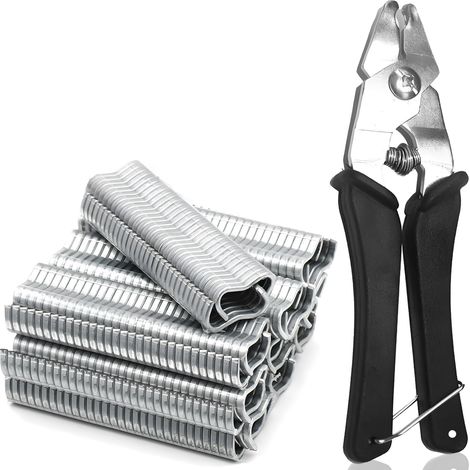 Pince À Anneau - Pour Grillage Métallique Et Clôtures - Acier Trempé - Poignée Ergonomique Antidérapante - 1200 Agrafes Incluses