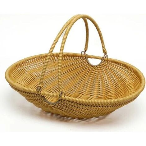 Panier de menuiserie en plastique, pique-nique en plein air, cueillette de légumes et fruits, cuisine et collations de salon, peuvent contenir des œufs, une poignée mobile, M (29,5 22,5 7,5 cm) (1/4)
