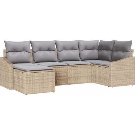 Maison Exclusive - Sofa Set mit Kissen 6 pcs Beige Poly Rattan