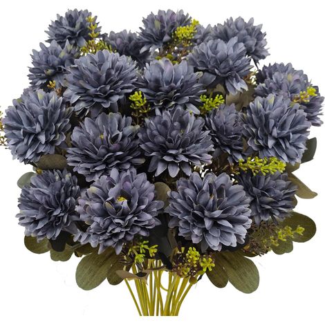 AUTRUCKER Deux bouquets de chrysanthèmes artificiels, une composition florale décorative polyvalente, idéale pour les bouquets de mariée et parfaite pour décorer les salons et les salles à manger (1/5)