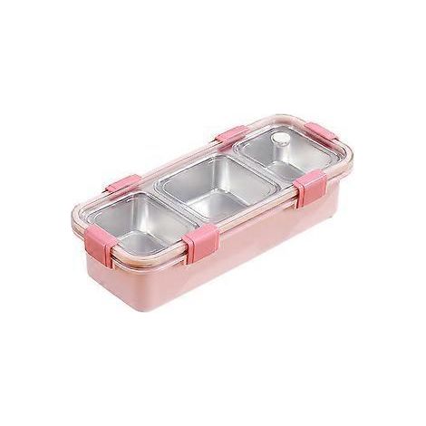 Boîte à lunch à 3 compartiments, boîte bento en acier inoxydable, récipient de conservation alimentaire portable pour enfants, boîte à goûter étanche A (1/4)