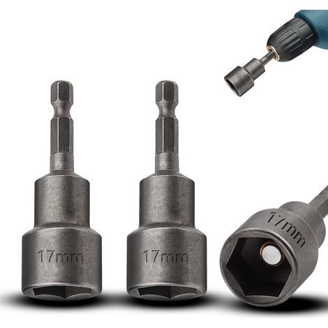 Lot de 3 Embouts Hexagonaux 17mm, Adaptateur Magnétique CR-V, Pour Perceuse (1/5)