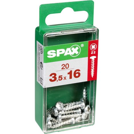 SPAX Lot de 20 vis acier tête ronde torx SPAX, Diam.3.5 mm x L.16 mm