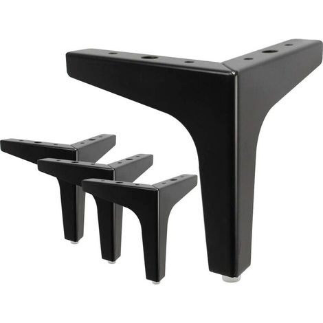 4 Pièces Pieds De Lit, La Vane Pieds De Table En Métal Avec Vis & Protecture De Plancher Pour DIY Meuble Sofa Fauteuil Canapé Chaise 10CM Noir (1/5)
