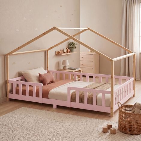 Kinderbett Treviolo 120x200 cm Rosa / Natur [en.casa] (1/5)