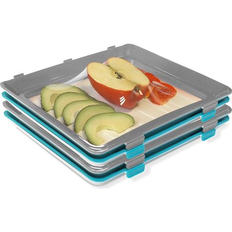 2 lots de 2 plateaux de conservation Fresh&Clik, réutilisables, conservent les aliments, compacts et empilables, VU à la TV (1/5)