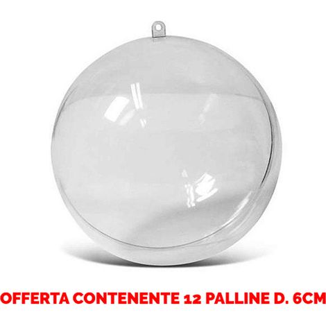 OFFERTA 12 PALLINE IN PLEXIGLASS DIVISIBILE Ø6CM ADDOBBI DECORO ALBERO NATALE