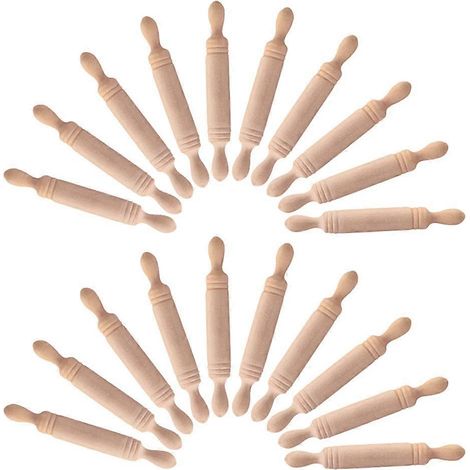 Mini rouleaux à pâtisserie en bois pour la décoration de cuisine de maison de poupée (50 pièces) (1/5)