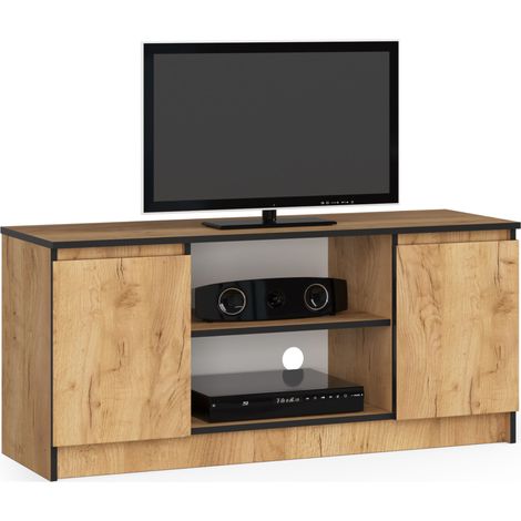 Mueble TV AKORD Roble Craft 120 cm 2 puertas frente en color Roble Craft 2 estantes 120x40x55 cm (1/5)