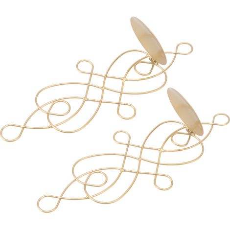 Set aus 2 chinesischen Kerzenhaltern aus Schmiedeeisen, kreative Wanddekoration, goldener Kerzenhalter, Metalldekoration. (1/5)