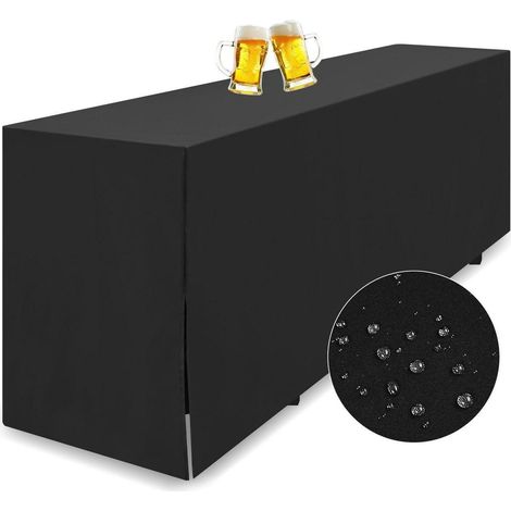 Biertischhusse wasserdicht 220x50cm für Bierzeltgarnitur, waschbar, schwarz