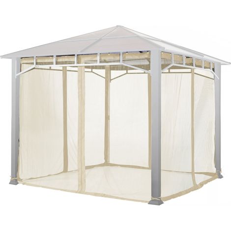 Moustiquaires (4 toiles) pour tonnelle de jardin TOOLPORT Sunset Deluxe 3x3 m, couleur champagne (1/5)