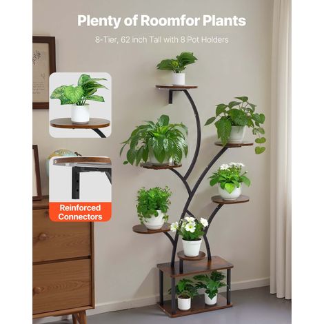 Support Plantes Intérieur avec Lampe de Croissance, Étagère Porte Plantes 8 Niveaux Métal, 157,5 cm, 3 Réglages Minuterie, 10 Nivea… (1/5)