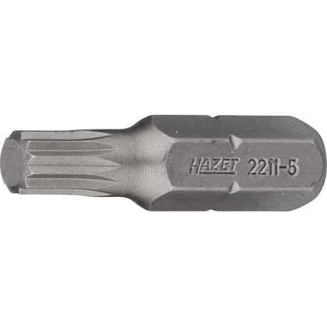 Embout-tournevis (bit) 2211-5 ∙ Hexagone massif 6,3 (1/4 pouce) ∙ Profil denture multiple intérieur XZN HAZET